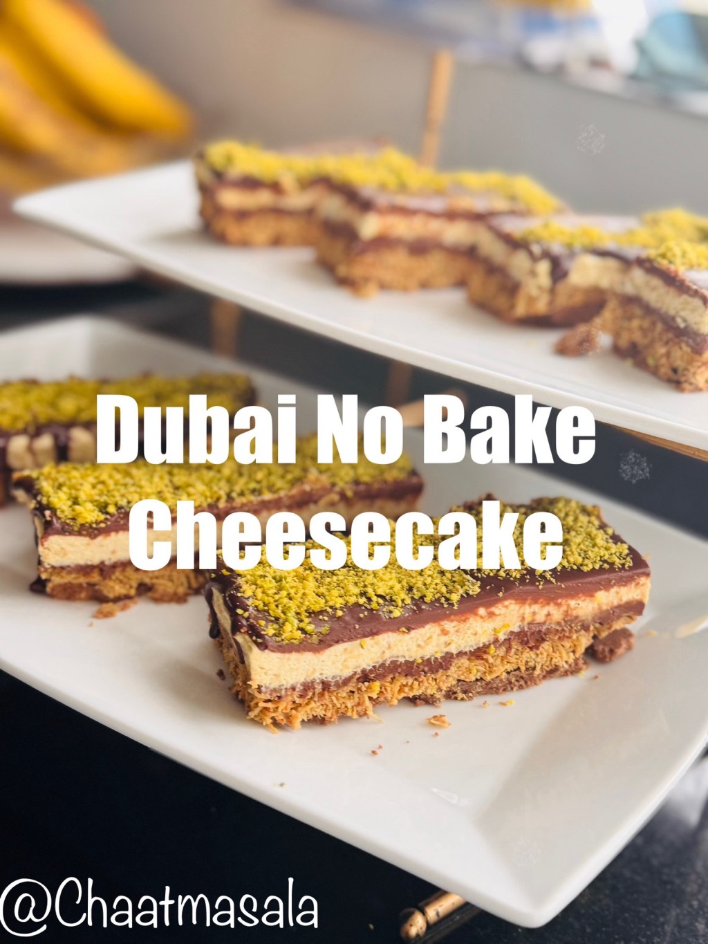 Dubai-Inspired No-Bake Pistachio Cheesecake with Kadayif and&nbsp;Ganache